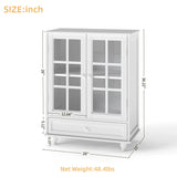 Minimalist Buffet Cabinet With Double Glass Doors And Drawer - Furniture Home Direct