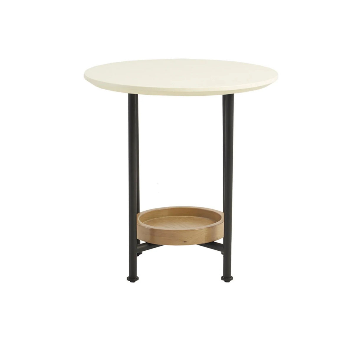 Oval End Table With Metal Legs - White / Natural - Furniture Home Direct