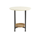 Oval End Table With Metal Legs - White / Natural - Furniture Home Direct