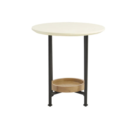 Oval End Table With Metal Legs - White / Natural - Furniture Home Direct