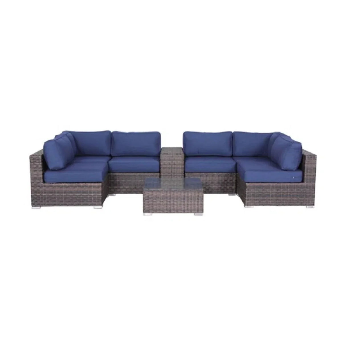 Elegant 4 Person Wicker Patio Seating Set With Cushions And Glass Top Table - Furniture Home Direct