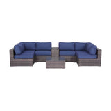 Elegant 4 Person Wicker Patio Seating Set With Cushions And Glass Top Table - Furniture Home Direct