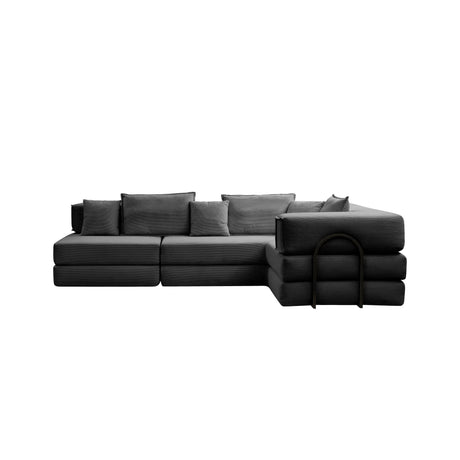 Modular L Shaped Floor Living Room Sofa Set With 6 Pillows - Furniture Home Direct