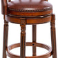 Swivel Cow Top Leather Wooden Bar Stool, 360 Degree Swivel Bar Height Chair With Backs For Home Kitchen Counter - Furniture Home Direct
