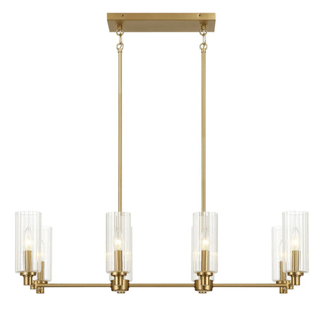 Willow - 8 Lights Island Chandelier - Antique Brass / Clear / Gold - Furniture Home Direct