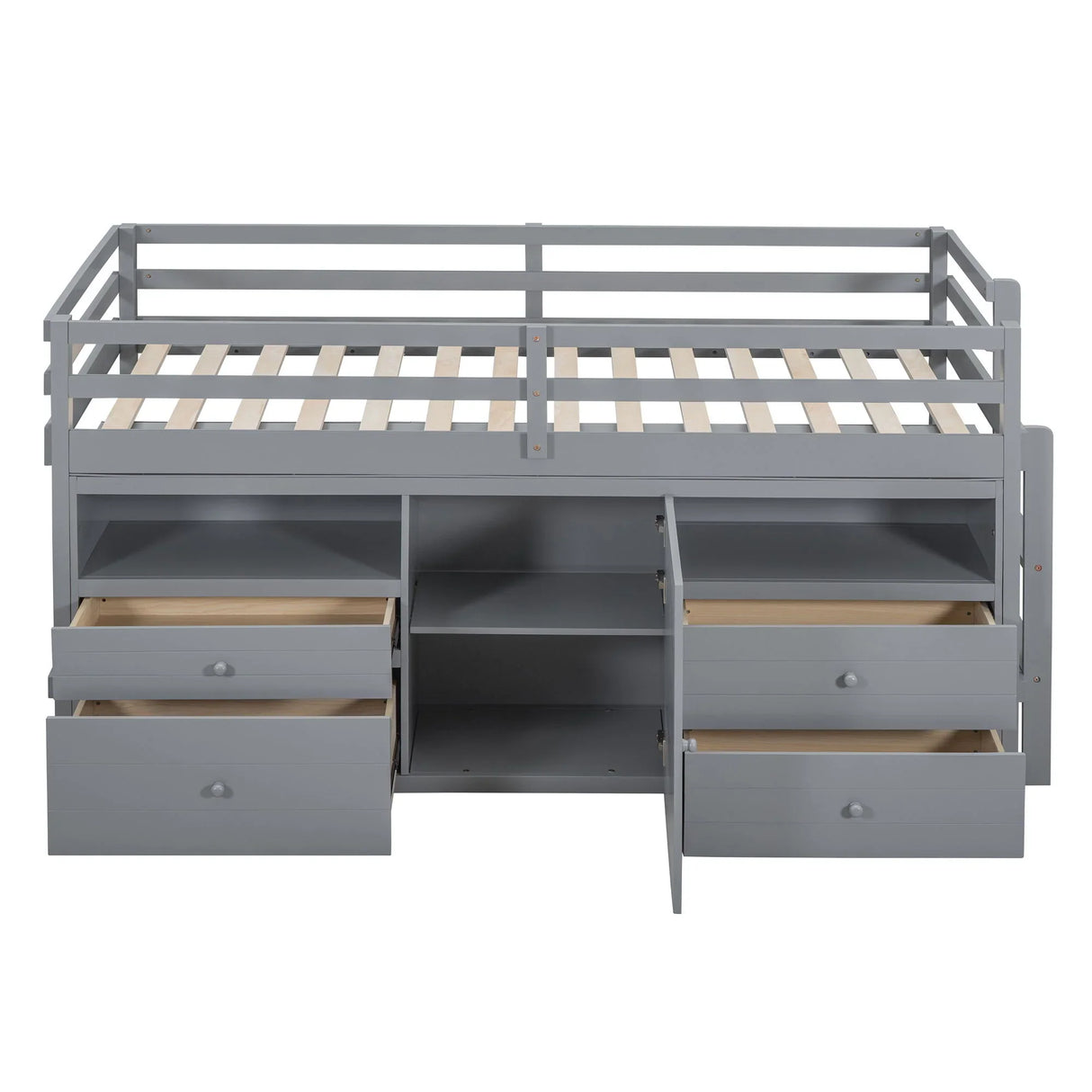 Loft Bed With 4 Drawers, Underneath Cabinet And Shelves - Furniture Home Direct