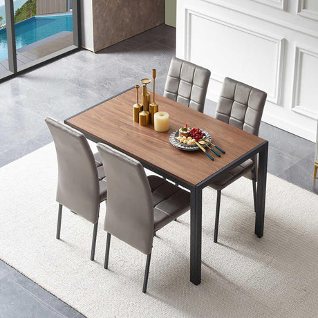 5 Piece Dining Set Including Velvet High Back Nordic Dining Chair & Creative Design Dining Table - Furniture Home Direct