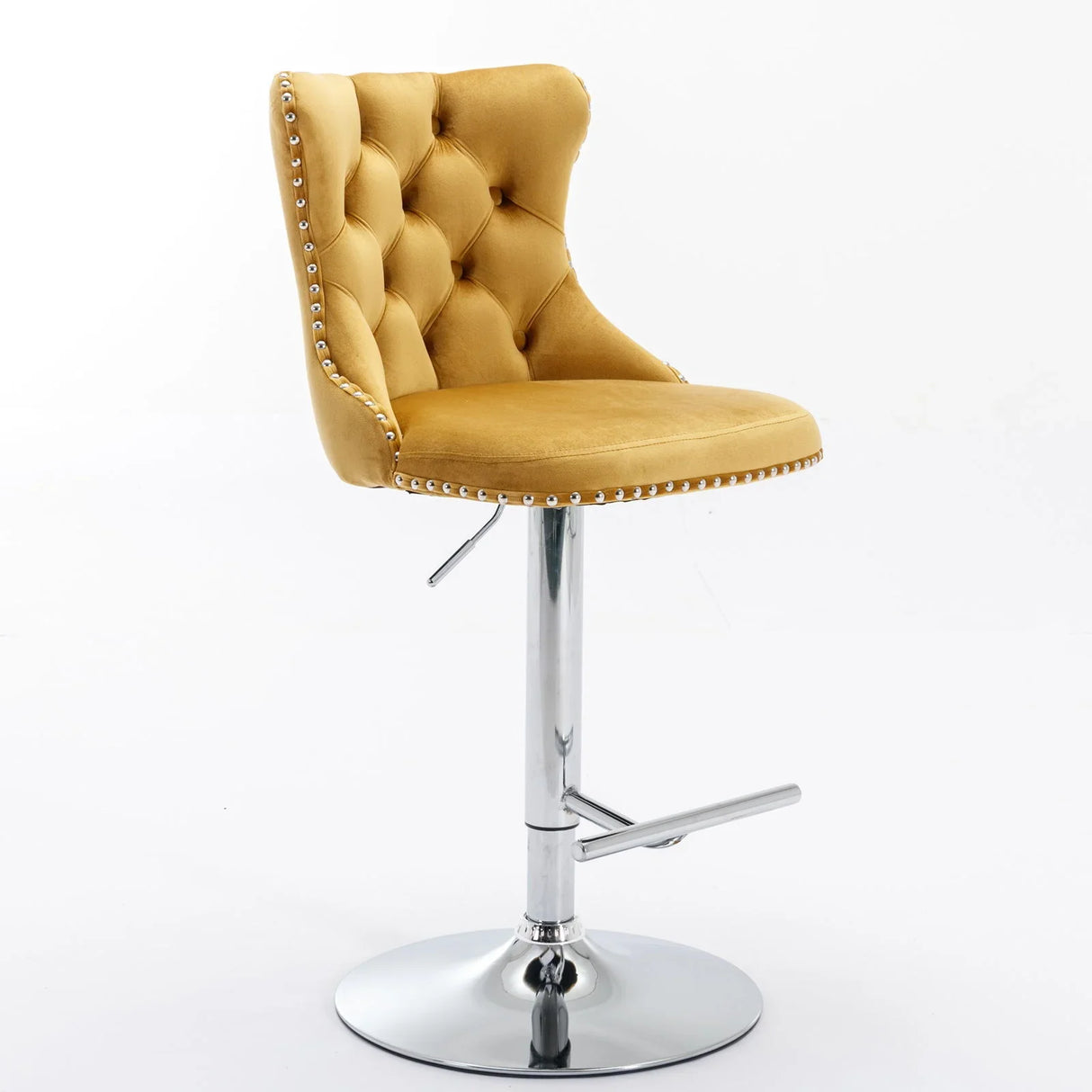 Swivel Velvet Barstools Adjusatble Seat Height From 25-33", Modern Upholstered Chrome Base Bar Stools With Backs Comfortable Tufted For Home Pub And Kitchen Island (Set of 2) - Furniture Home Direct