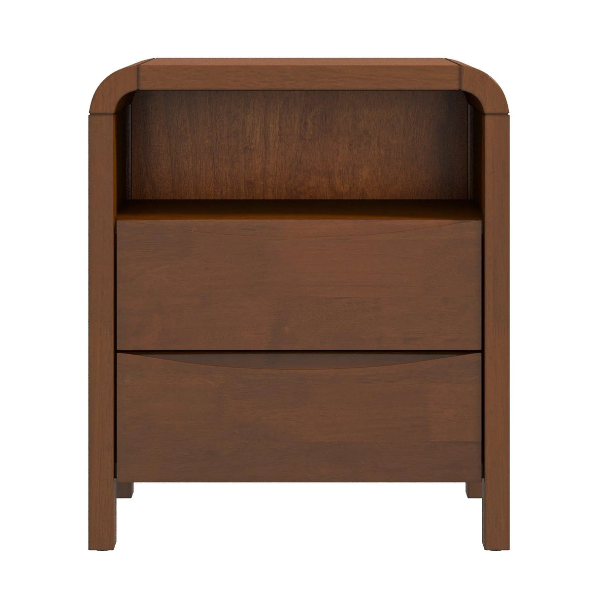 Lionel - Mid-Century Modern Nightstand 2 Drawer - Brown - Furniture Home Direct