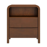 Lionel - Mid-Century Modern Nightstand 2 Drawer - Brown - Furniture Home Direct
