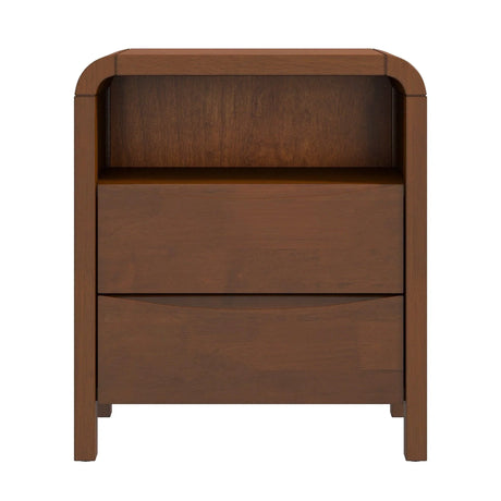 Lionel - Mid-Century Modern Nightstand 2 Drawer - Brown - Furniture Home Direct