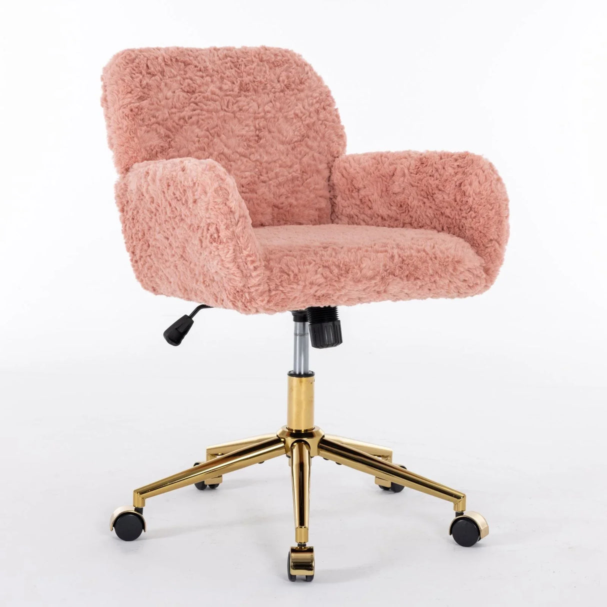 Office Chair, Artificial Rabbit Hair Home Office Chair With Golden Metal Base, Adjustable Desk Chair Swivel Office Chair, Vanity Chair - Furniture Home Direct