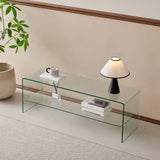 Clear Glass TV Table, Tempered Glass Stand For Living Room Decor - Transparent - Furniture Home Direct