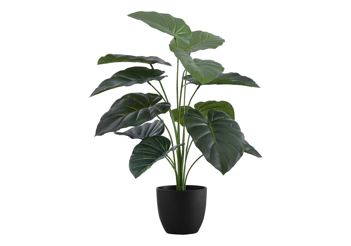 24" Tall, Artificial Plant, Alocasia, Indoor, Faux, Fake, Table, Greenery, Potted, Real Touch, Decorative - Green / Black - Furniture Home Direct