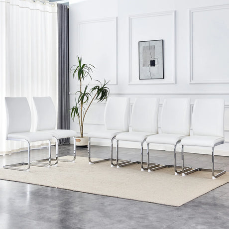 Dining Chairs Arch Back Metal Frame Set Of 6 White - Furniture Home Direct