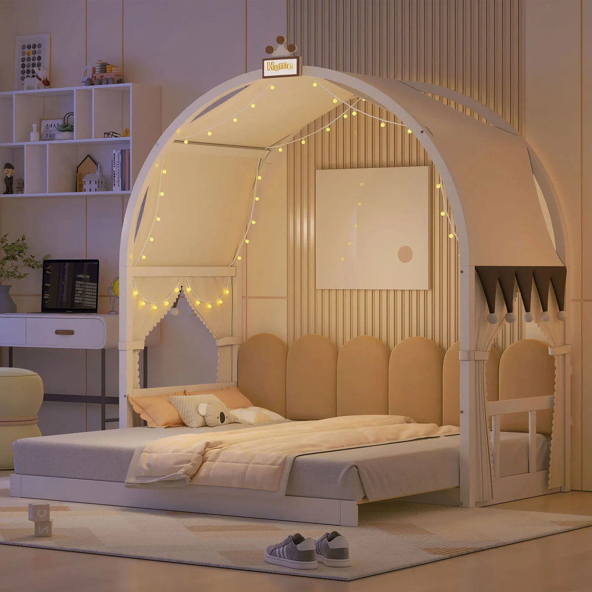 Extended Bed With Arched Roof And Trundle - Furniture Home Direct
