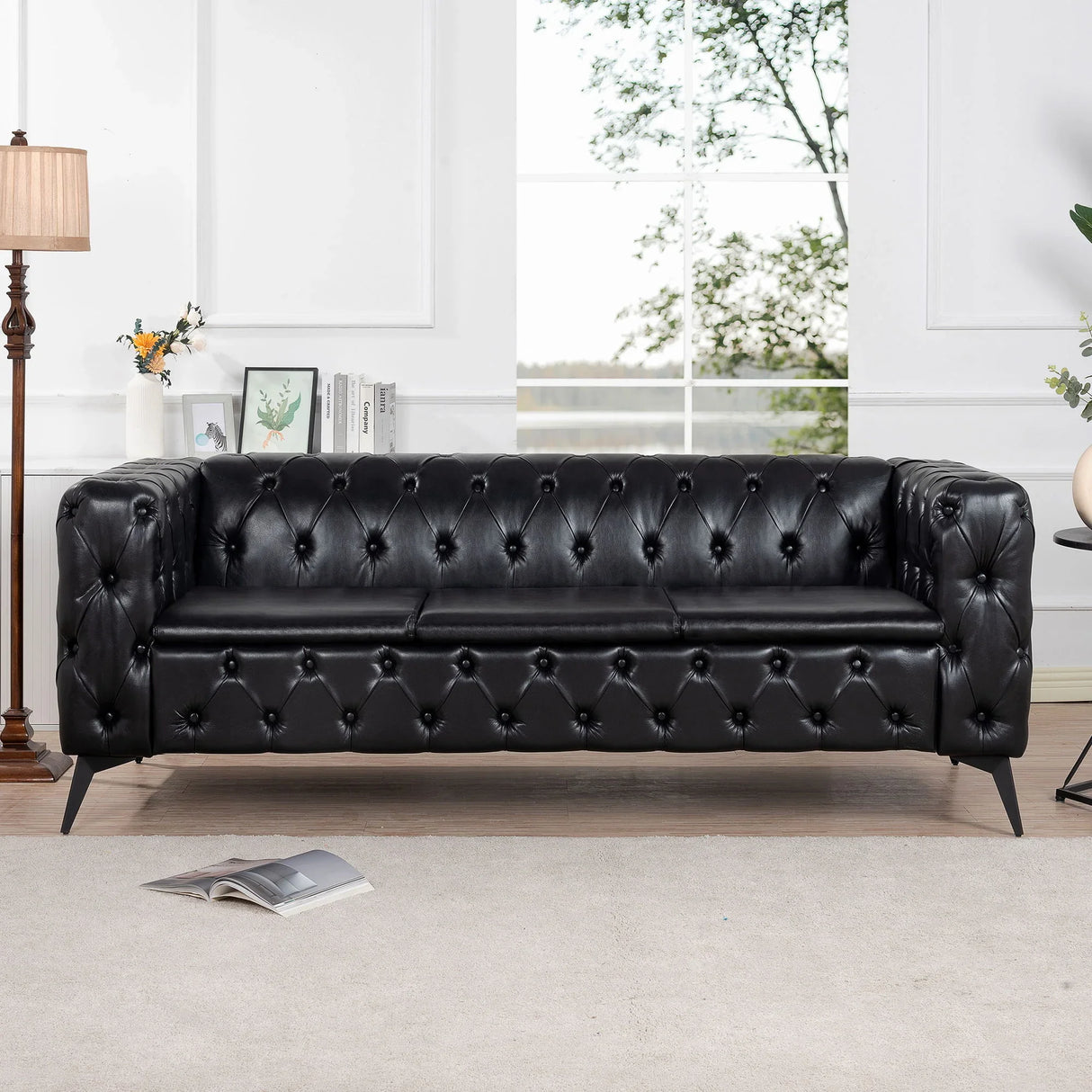 Square Arm Removable Cushion 3 Seater Sofa - Furniture Home Direct