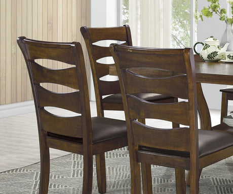 Dining Set With Self Storing Leaf And 6 Wood Chairs Brown - Furniture Home Direct