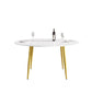 Modern Man-Made Stone Round Metal Dining Table-Position For 6 People - Furniture Home Direct