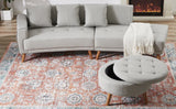 107 Inch Contemporary Sofa With Round Storage Ottoman Grey - Furniture Home Direct
