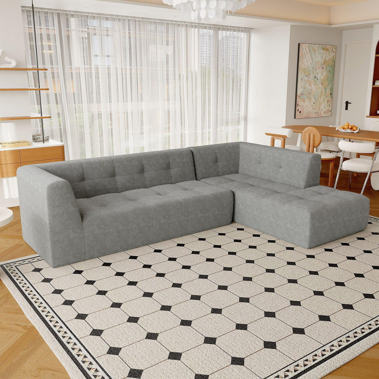 Modular Combination Living Room Sofa Set, Modern Minimalist Sofa, Living Room Upholstered Sofa Bed, Bedroom, 2 Pieces Computer Free Combination, L - Shaped - Furniture Home Direct