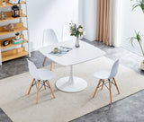 Table Mid-Century Dining Table For 4-6 People With Round MDF Table Top, Pedestal Dining Table, End Table Leisure Coffee Table - Furniture Home Direct