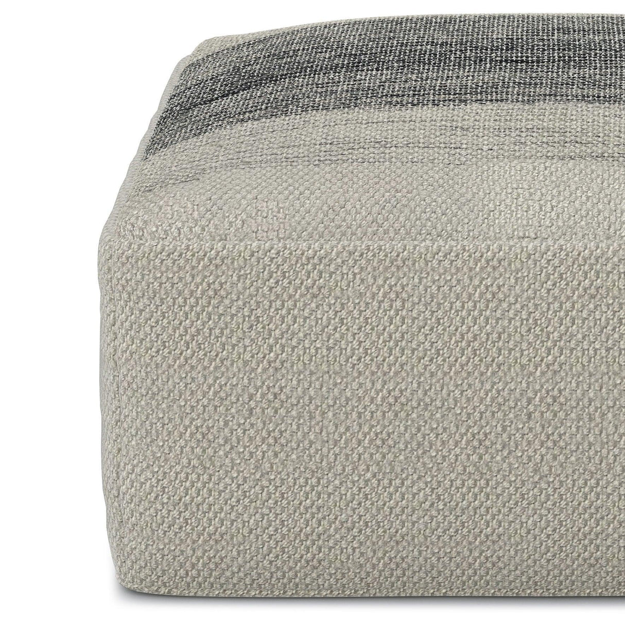 Sabella - Square Woven Outdoor / Indoor Pouf - Gray / White - Furniture Home Direct