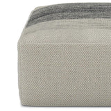 Sabella - Square Woven Outdoor / Indoor Pouf - Gray / White - Furniture Home Direct