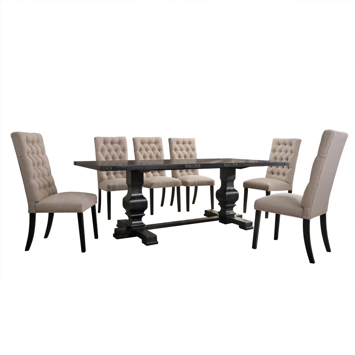 Morland - 7 Pieces Dining Room Set - Black - Furniture Home Direct
