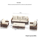 5 Piece Rattan Terrace Furniture Set, 7 Seats Cushions, High Footed Design - Furniture Home Direct