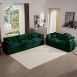 Sofa and Loveseat Set - Green Corduroy Fabric - Furniture Home Direct