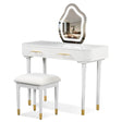 Modern Vanity Table Set With Mirror Touch Screen Lighted Mirror, Dressing Table And Cushioned Stool Set With 2 Large Drawers - White - Furniture Home Direct