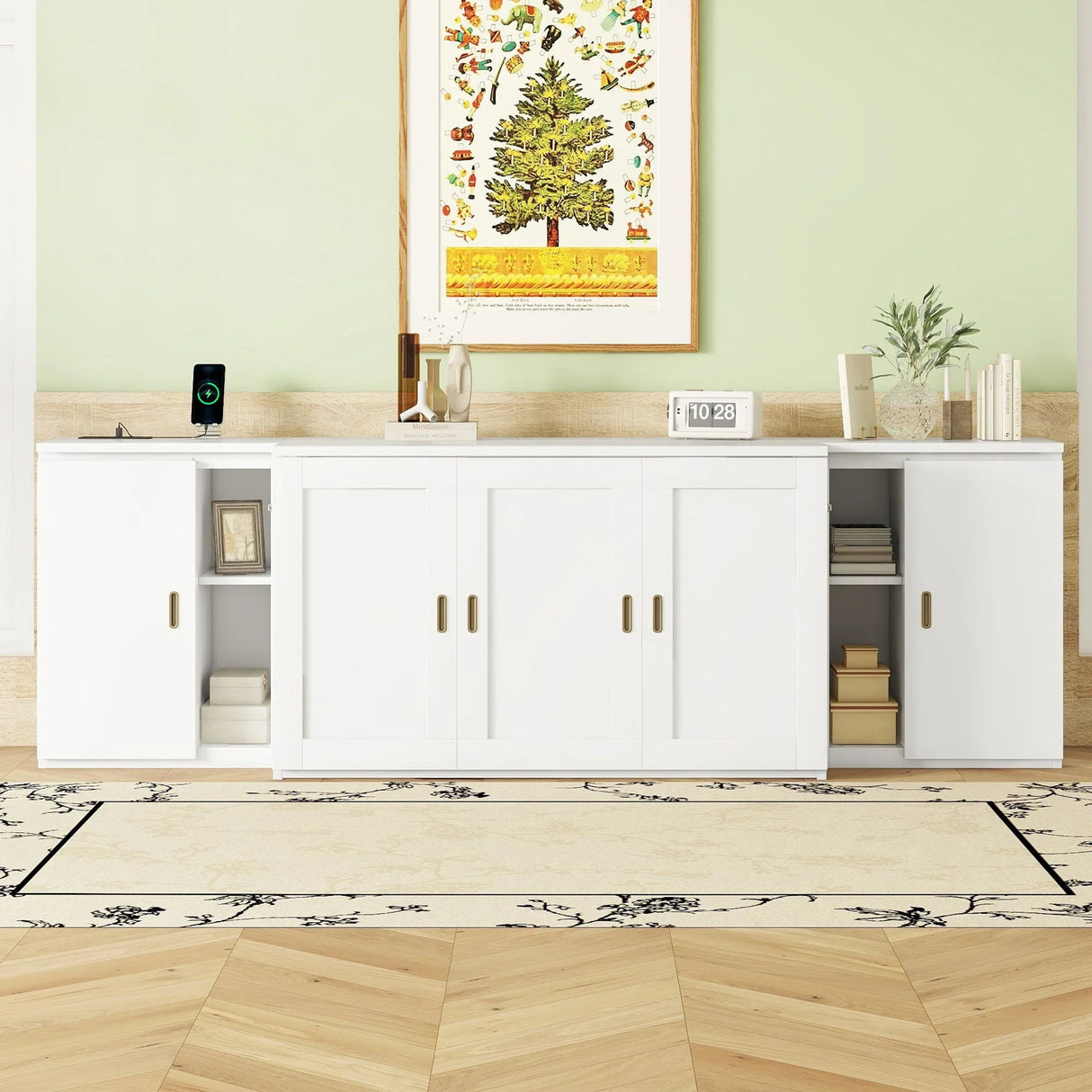 Murphy Bed With Shelves, Cabinets And USB Ports - Furniture Home Direct