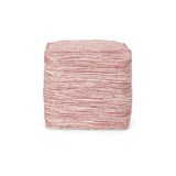 Enigma - Yarn And Cotton Square Pouf Ottoman With Polystyrene Beads - Red / White - Furniture Home Direct