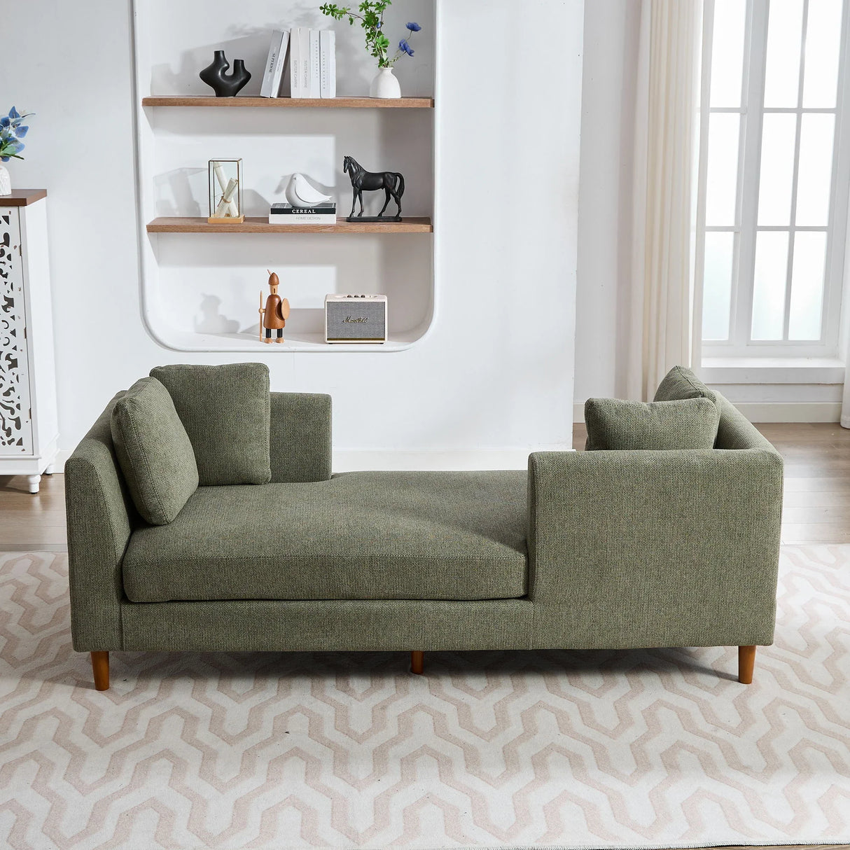 Wide Modern Double Sided Upholstered Chaise Lounge - Furniture Home Direct