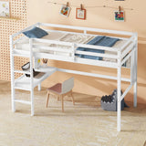 Loft Bed With Desk And Shelves, Safety Guardrail And Ladder - Furniture Home Direct