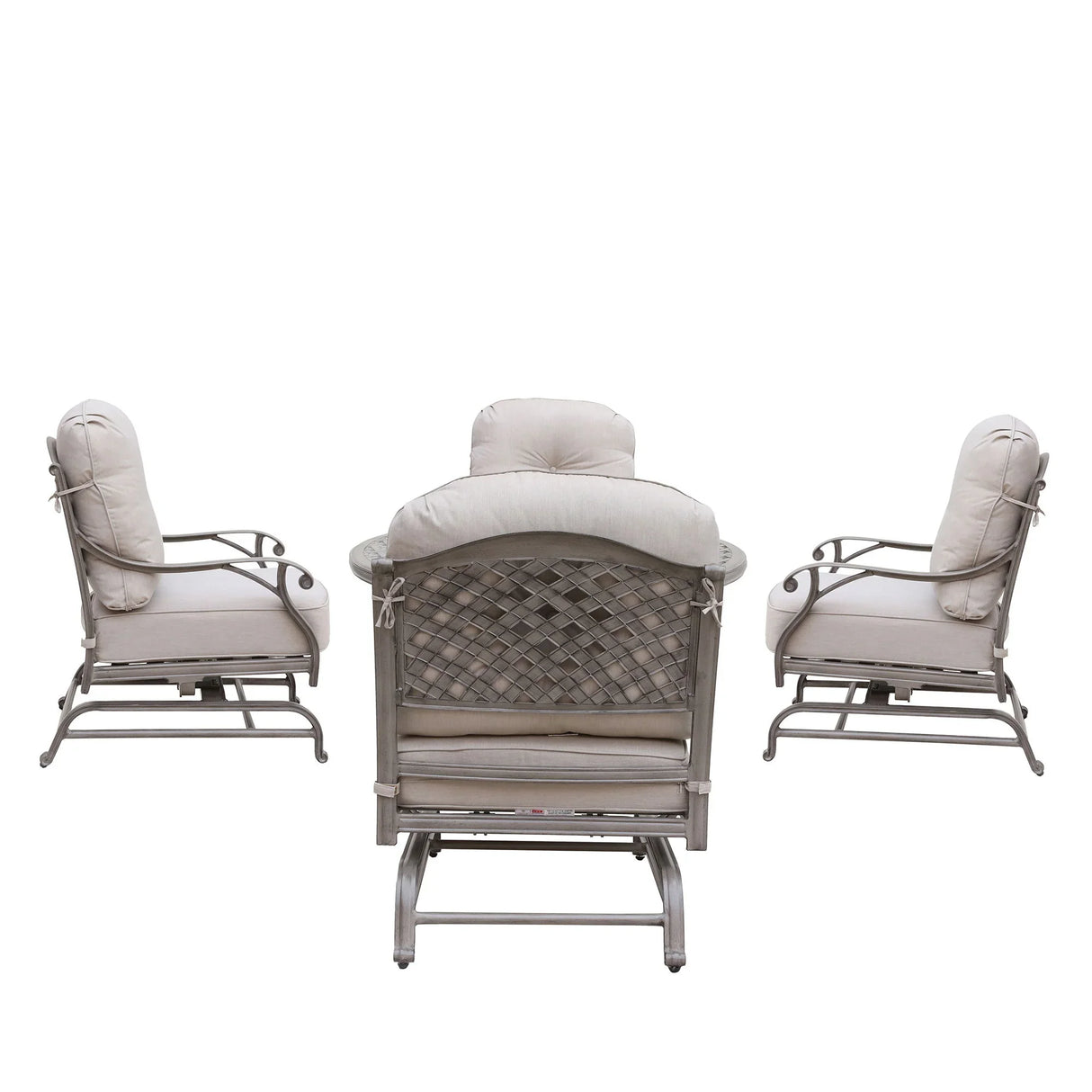 5 Piece Cast Aluminum Chat Fire Pit Set With Cushion - Furniture Home Direct
