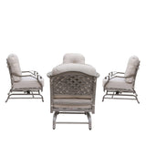 5 Piece Cast Aluminum Chat Fire Pit Set With Cushion - Furniture Home Direct