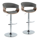 Vintage Mod - Mid Century Modern Adjustable Height Barstool With Swivel With Rounded T Footrest (Set of 2) - Furniture Home Direct
