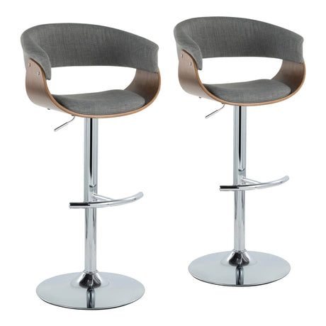 Vintage Mod - Mid Century Modern Adjustable Height Barstool With Swivel With Rounded T Footrest (Set of 2) - Furniture Home Direct