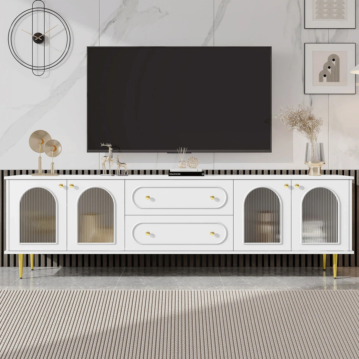 TV Cabinet With 2 Drawers And 2 Cabinets - Furniture Home Direct