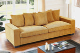 Luxe Corduroy Sofa With 5 Matching Toss Pillows, Sleek Design, Spacious And Comfortable 3 Seater Couch - Furniture Home Direct