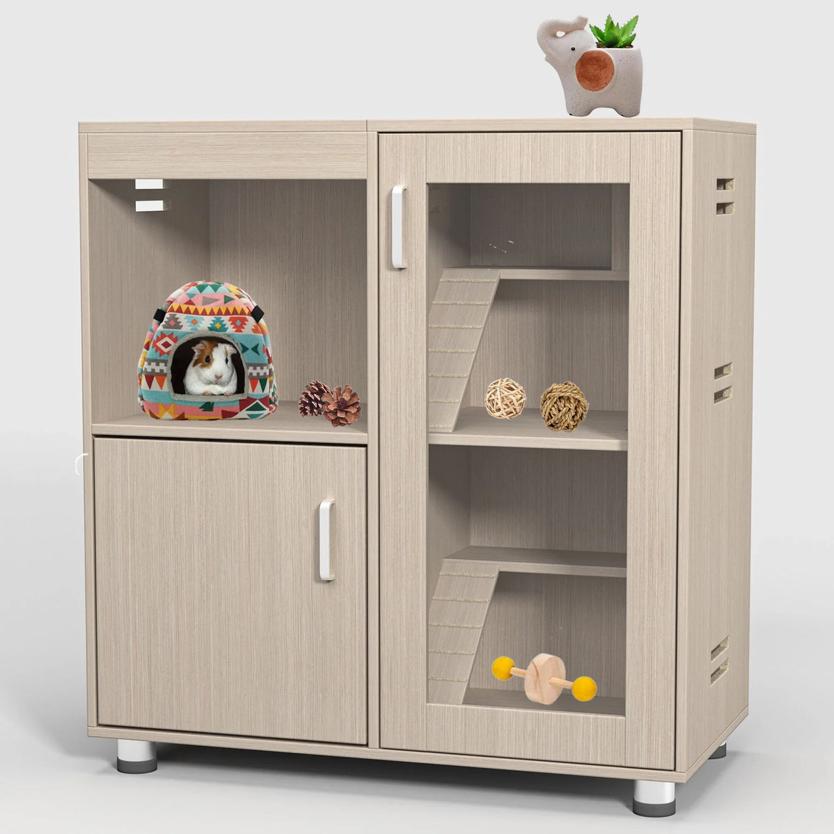 4 Tier Hamster Cage With Acrylic Windows And Storage Cabinet - Furniture Home Direct