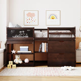 Low Loft Bed With Rolling Desk, Shelf And Drawers - Furniture Home Direct