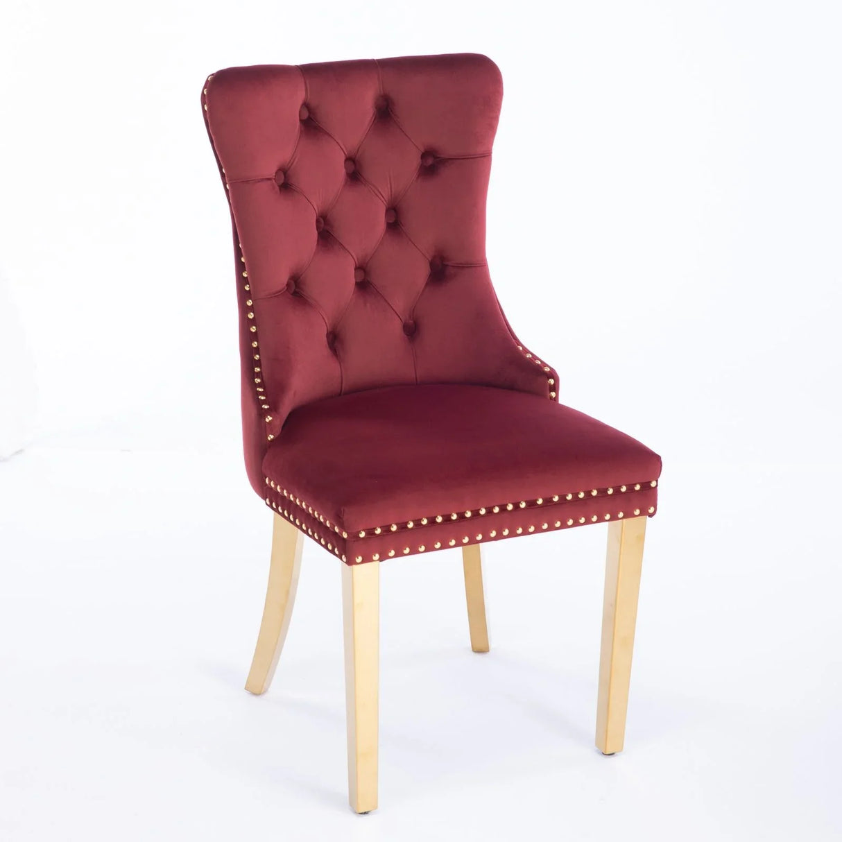 Nikki - Modern, High-End Tufted Solid Wood Contemporary Velvet Upholstered Dining Chair With Golden Stainless Steel Plating Legs, Nailhead Trim (Set of 2) - Furniture Home Direct