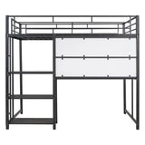 Metal Loft Bed With Desk, 3 Shelves And Ladder - Furniture Home Direct