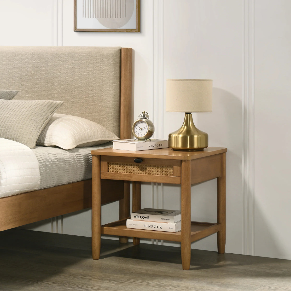 Bedroom Set Queen Bed Dresser Contemporary Finish Walnut - Furniture Home Direct