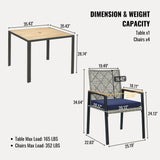 5 Piece Patio Dining Table Set, Acacia Wood Table Top With Umbrella Hole - Furniture Home Direct