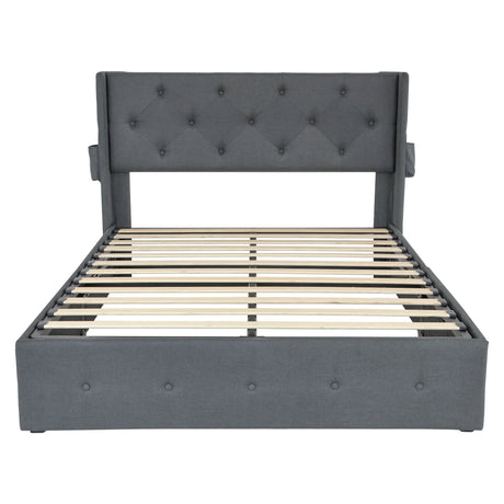 Bed With Gas Lift Storage, USB Ports - Furniture Home Direct