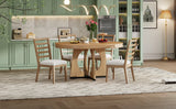Dining Set Round Wood Table With Ladder Back Chairs Natural - Furniture Home Direct